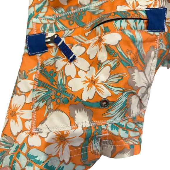 Lands' End Swim Trunks Men Large 36 38 Floral Hawaiian Tropical Bamboo Palm Leaf - Picture 3 of 12